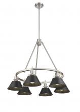  3306-6 PW-BLK - Orwell PW 6 Light Chandelier in Pewter with Matte Black shades